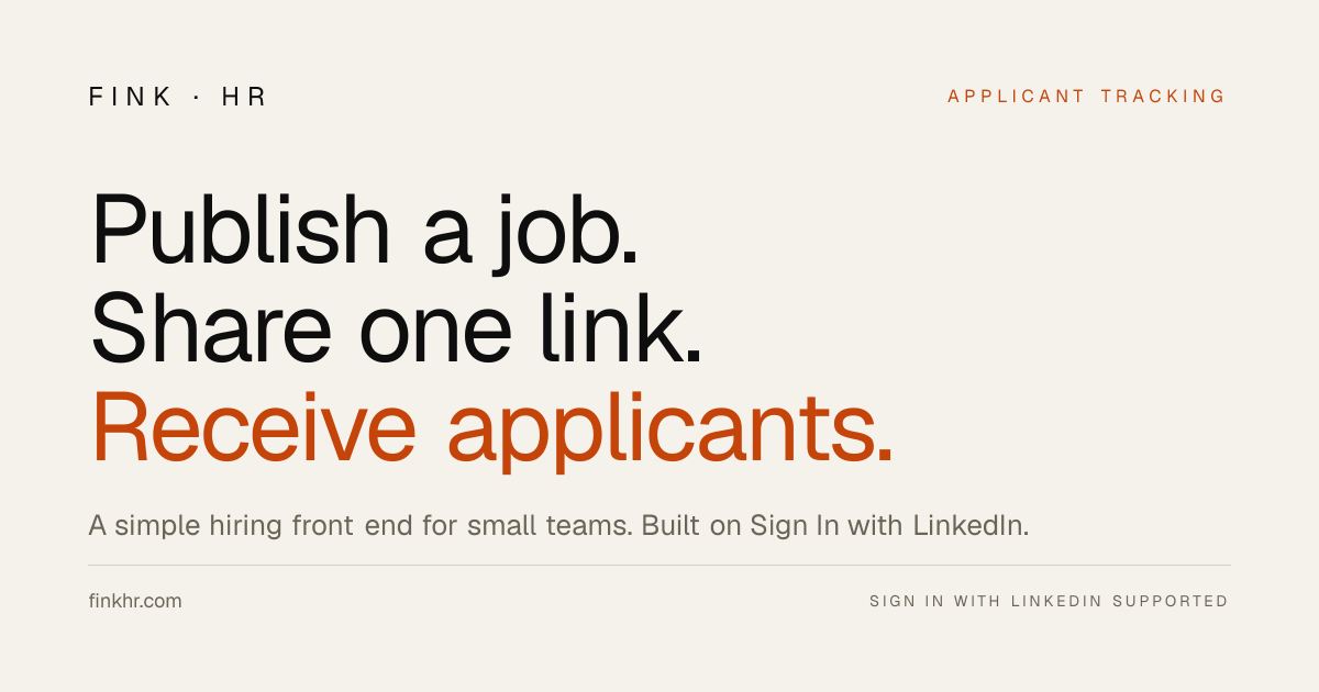 Fink HR — Publish jobs and receive applicants via Sign In with LinkedIn